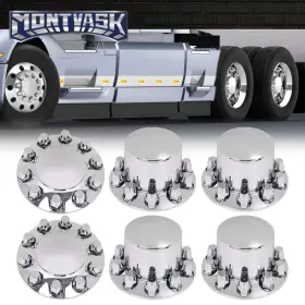 Mmo145293 2014mmotor 6pcs Silver Hub Cover Semi Truck Wheel Axle Covers 33mm Front And Rear Kit