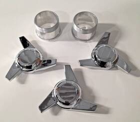 3 Bar Spinner 5301r Nos Corvette Three Chrome Center Caps And Adapters / 5301l
