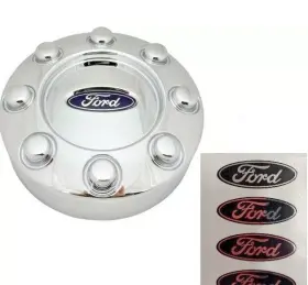 F-cc-4 3m 4pc 2005-10 Ford F-250/350 Center Cap Wheel Hub Logo Decal Sticker Blk Ch 1.75 Inch