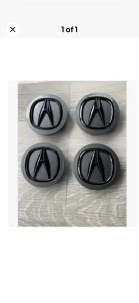 44732-tgv-a410 Acura Wheel Center 2 3/4 Inch 2.75 Charcoal Gray Black Logo Set Of 4 Pcs