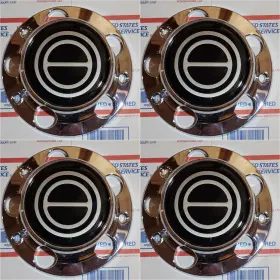 Cm402r Aftermarket Replacement 4pc 1980-1996 Bronco F150 F-150 Van Wheel Hub Center Cap Chrome Red New With Screw