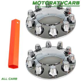 All-carb Mot2258224 All-carb Chrome Front Wheel Axle Hub Cover Kit Semi Abs 33mm Nut Covers Plastic