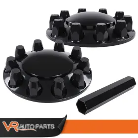 Allgooog120135 Allgoodauto 2x Front 33mm Nut Covers Wheel Hub Axle Semi New Glossy Black Plastic Abs