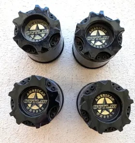 Bc-893 American Outlaw Set Of 4 Wheels Gloss Black Custom Center Cap Used