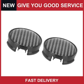Automall Tech 726215606713 Universal 62mm Car Wheel Hub Caps Black W Carbon Fiber Pattern Sticker Pack Of 2