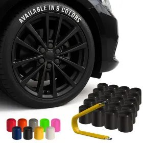 Automotivated Aftermarket 611417767556 Vinyl Lug Nut Covers Black Wheel Caps Fits 21-23 Mm Pack Of 25