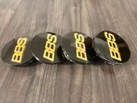 P5624080 Bbs Wheel Center Caps 70mm Genuine Emblem Black Gold 3d Logo Set 4pcs