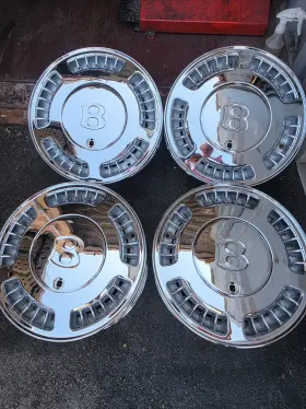 Ur70423 Bentley 15 Inch Genuine Turbo R Factory Alloy Wheels And Center Caps Chrome Plated