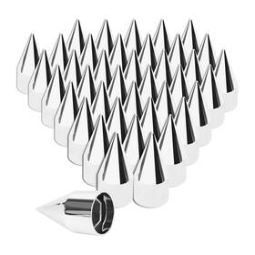 Cabtherlyn Hbc02-push 33mm Chromed Spike Lug Nut Covers For Semi Trucks 40pack Abs Caps