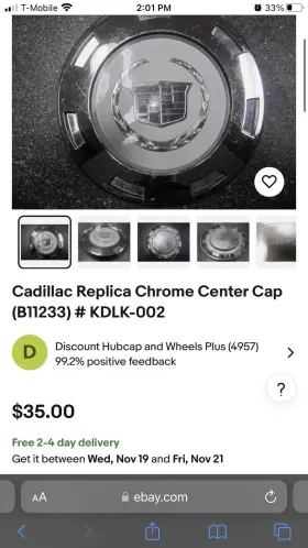 Kdlk-20002 Cadillac Chrome Center Caps