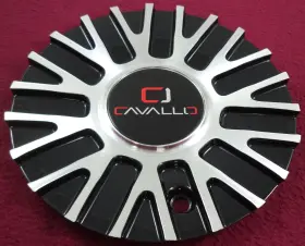 C-1320-1 Cavallo Wheels Silver / Gloss Black Custom Wheel Center Cap # 1
