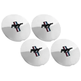 F2zz-1130-cb Cj Classics Plastic Chrome Pony Wheel Center Cap Set Mustang 91-93 With Black Tri-bar Runni