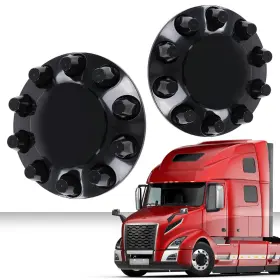 Cnnell0720-146 Cnnell Pair Front Glossy Black 33mm Nut Covers Wheel Hub Axle Semi Plastic Abs
