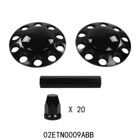 Cnnella03017010 Cnnella-69 New Glossy Black 2x Front 33mm Nut Covers Wheel Hub Axle Semi Plastic Abs
