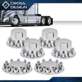 Big2026030367 Crossdesign Fit For Semi Truck Silver Wheel Hub Cover Kit Front And Rear Axle 33mm Lug