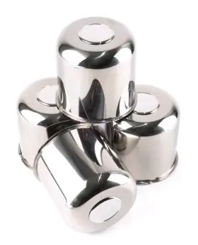 20274316chx2-df Dewflew 4 Pack 5.15 Inch Push-through Stainless Steel Trailer Wheel Caps 4.95 Bore Truck