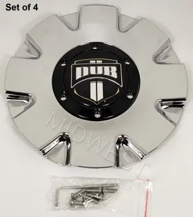 16390-15vp Dub 4 New Chrome Push Wheel Rim Center Caps W Screws Cap M-859