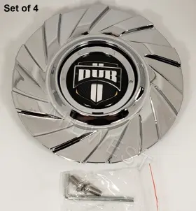 38340-16 Dub 4 New Chrome Delish Front Wheel Rim Center Caps W Screws