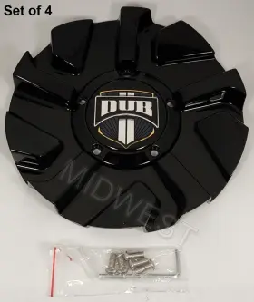 38510-15gb Dub 4 Gloss Black Fade S247 Wheel Rim Center Caps W Screws