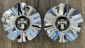 S11-04-1 Dub M-493 Pair Wheels Chrome Custom Wheel Center Caps Cap Rim Hubcaps