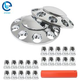 Etecgo 489992 1 Pair Chrome Front Axle Wheel Cover Center Cap 33mm Lug Nuts With Hub