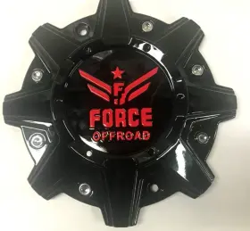 C-a13 Force Offroad Wheels Gloss Black With Red Logo 8.5 Inch Diameter Center Cap
