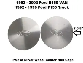 E4ua-1a096-ja Ford 92 To 96 F150 Set Of 2 Rear Wheel Center Hub Cap Silver Oem
