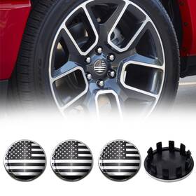 Forten Kingdom 748305414145 4pcs Custom 63mm 2.5 Inch Silver And Black Us Flag Car Hub Wheel Center Cap F