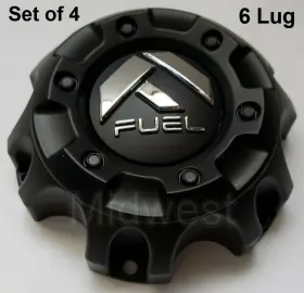1001-58b Fuel Off-road Set Of 4 New Flat Black 6 Lug Wheel Rim Center Caps