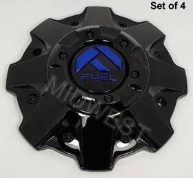 Fuel Off-road 1001-79gbk 4 New Gloss Black And Blue Wheel Rim Short Center Caps W Screws