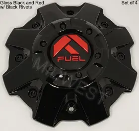 1001-81gbq Fuel Off-road 4 New Gloss Black And Red D612 Wheel Rim Center Cap W Screws