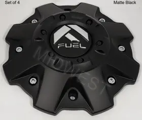 1001-81mb Fuel Off-road 4 New Matte Black Short 5/6 Lug Wheel Rim Center Caps With Screws