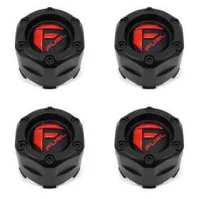 1003-47mbq Fuel Off-road Wheels 4 Off-roads Matte Black Wheel Center Hub Caps Gloss Red Logo 3-1/8 Inch Snap-in