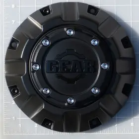 Cap-8c-m14 Gear Alloy / Satin Black With Chrome Rivets Bolt-on Center Cap Cap-8c-m14 Gear Alloy / Satin Black With Chrome Rivets Bolt-on Center Cap