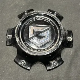 E129-6h-cap-01 Gear Off Road Gloss Black/chrome Logo Custom Wheel Center Cap
