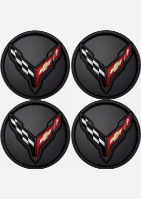 84691535 General Motors 2020-2024 Corvette C8 Carbon Flash Cross Flag Logo Center Cap Pkg Qty 4 Oem Gm
