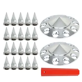 Gt5633992 Globalmart-top 33mm Nut Covers Spiked Front Hub Cover Set Chrome Semi Truck Wheel New Gt5633992 Globalmart-top 33mm Nut Covers Spiked Front Hub Cover Set Chrome Semi Truck Wheel New