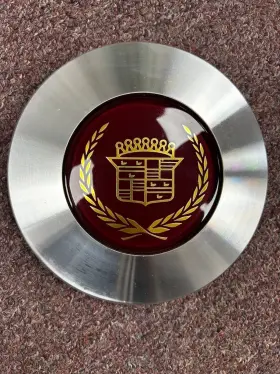 3634771 Gm Cadillac #3634771 89-93 Deville Eldorado Seville Maroon Red Gold Logo Center Cap 3634771 Gm Cadillac #3634771 89-93 Deville Eldorado Seville Maroon Red Gold Logo Center Cap