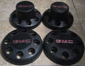 Gmc 15635593 Set Of 4 Oem 1990-2000 K3500 Sierra Dually 8-lug Black Hubcaps Center Caps