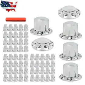 Gaa1427301 Gurdtopo Lug Front And Rear Chrome Hub Cover Semi Truck Wheel Kit Axle 33mm