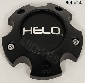 Helo 1079l121he1sb-h34 4 New Satin Black 5x127 Wheel Rim Center Caps With Screws