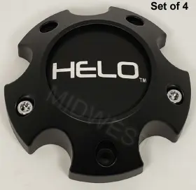 1079l121he1sb-h34 Helo 4 New Satin Black 5x127 Wheel Rim Center Caps With Screws