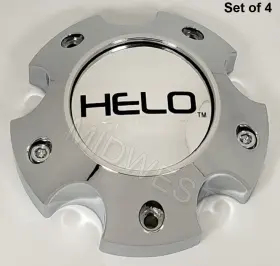 1079l133he1ch-h39 Helo 4 New Chrome 5x127 5x5 Wheel Rim Center Caps W Screws