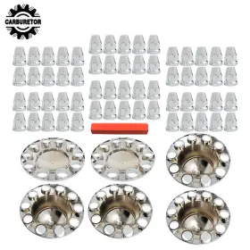 Hgf85212 Home-garden-fix 33mm Precision Lug Front And Rear Complete Chrome Hub Cover Semi Truck Wheel Kit