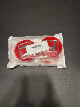 X003734j87 Honda Set Of 4 Wheel Rim Center Caps Red/chrome Logo 69mm/2.75