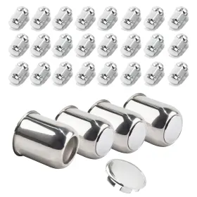 12228chx6 Howiozil 74304ch X4-hyz 4-pack Trailer Center Caps And Lug Nut Set 3.19 Inch Chrome Hub With 24 Nuts