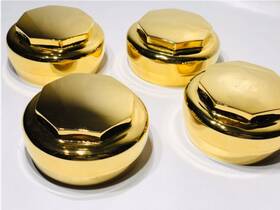 Imported Hex-1gold Hex Smooth Gold Knock Off Spinners For Lowrider Wire Wheels Set Of 4