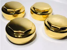 Hex-1gold Imported Hex Smooth Gold Knock Off Spinners For Lowrider Wire Wheels Set Of 4