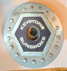 136417 Keystone Sunspoke Vintage Mag Wire Wheel Center Hub Cap Hex Black And Gold Logo