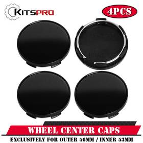 Kitspro Kp00010wcc-1 2.2inch 56mm Wheel Center Caps Pack Of 4 Plastic Rim Covers Gloss Black
